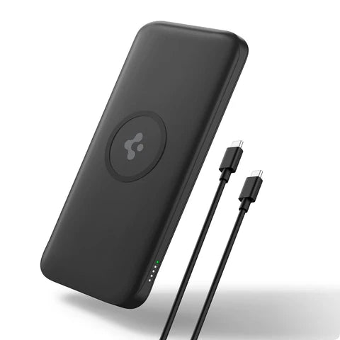 2 in1 10000 mAh Wireless Charging Power Bank with USB-A | USB-C 20W Fast Charging, Included USB-C to USB-C Cable, Lithium Polymer - Black - 2 in 1 Power bank with C to C Cable