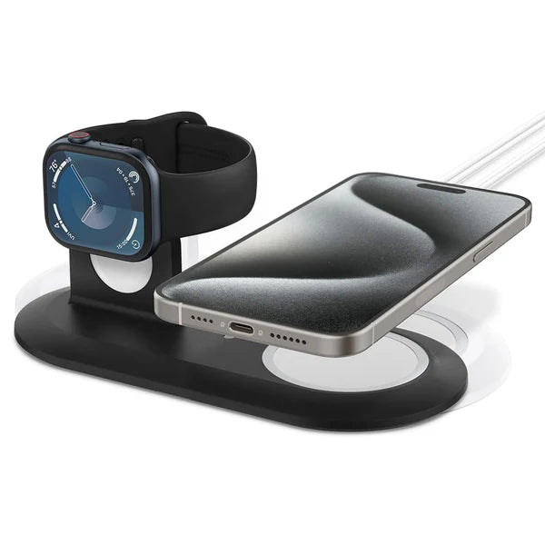 Mag Fit Duo 2 in 1 mobile stand Compatible with MagSafe Charger Stand - MagSafe Charger Stand - Black