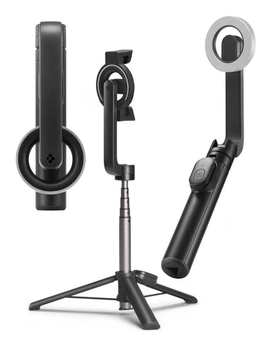 Selfie Stick Tripod Optimized for Magsafe Cases, Enhanced Stability with Rubber Holder with Wireless Bluetooth Remote - Black - Magsafe Selfie Stick Tripod - Black