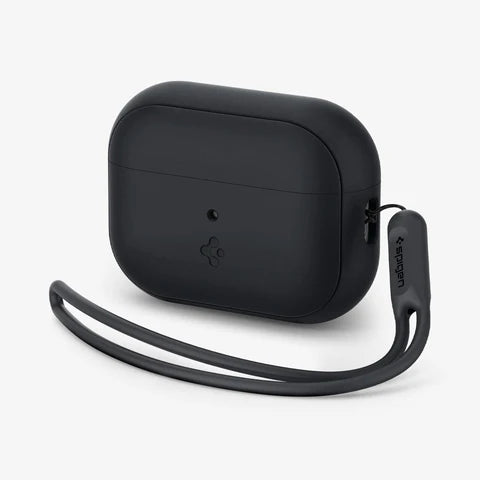 AirPods Series - Silicone Fit + Strap Case Cover - AirPods Pro 2 - Black + Black Strap