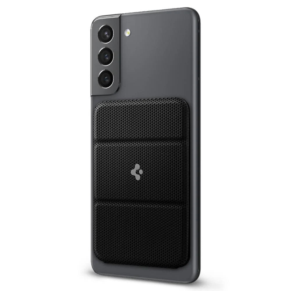 Unisex Faux Leather Phone Card Holder, Stick on Phone Wallet, Credit Card Wallet with 3M Sticker Designed for All Smartphones - Black